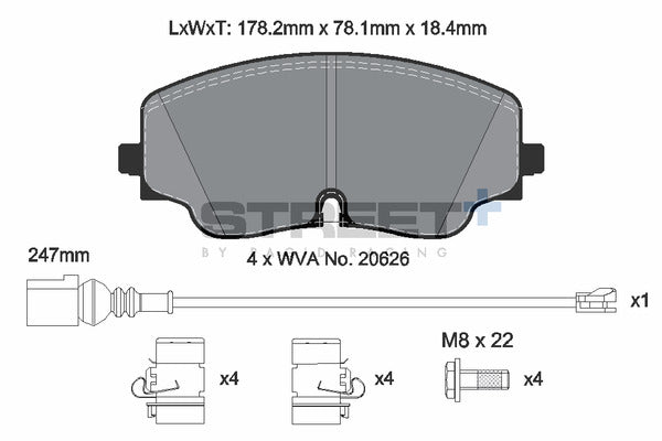 Pagid STREET+ Front Brake Pads Set for Audi S3 8Y