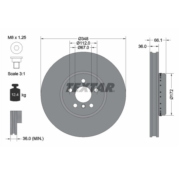 Textar OE Front Brake Discs (Pair) for Toyota Supra GR (MK5) - 348mm