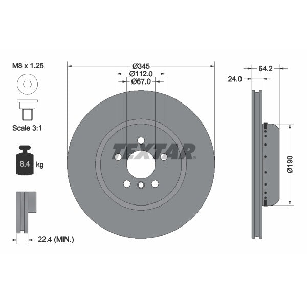 Textar OE Rear Brake Discs (Pair) for Toyota Supra GR (MK5) - 345mm