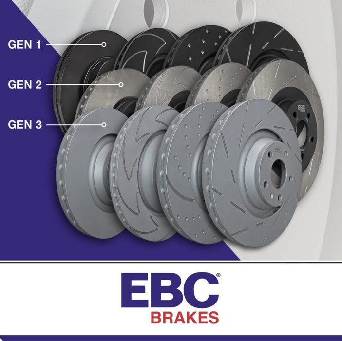 EBC Dimpled & Grooved Front Brake Discs (Pair) for Ford Focus MK2 ST 225 - 320mm - PowerBrakes