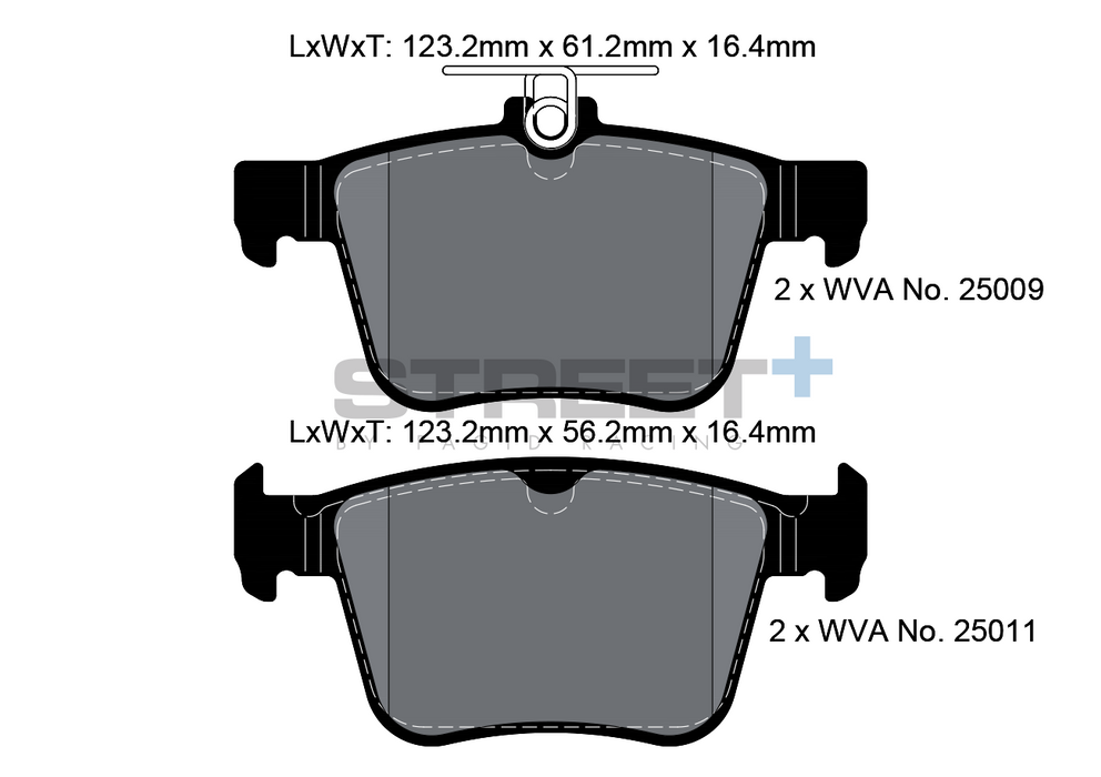 Pagid STREET+ Rear Brake Pads Set for Volkswagen Golf MK7 & MK7.5 R