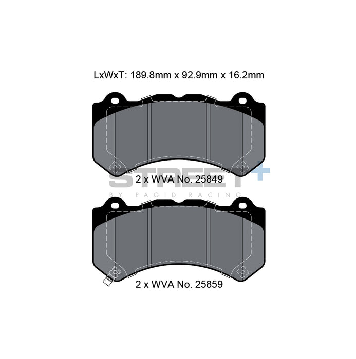 Pagid STREET+ Front Brake Pads Set for Nissan R35 GTR CBA