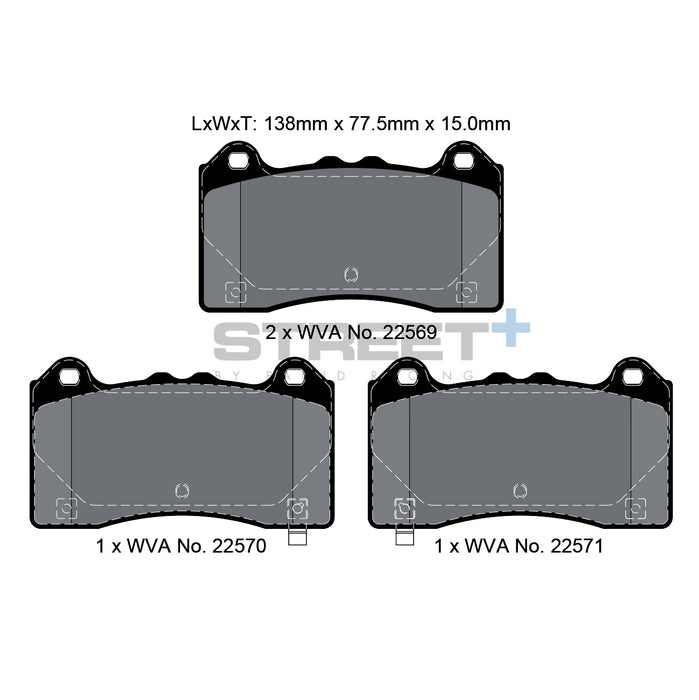 Pagid STREET+ Front Brake Pads Set for Ford Focus MK3 RS