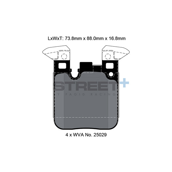 Pagid STREET+ Rear Brake Pads Set for BMW F22/F23 M235i & M240i