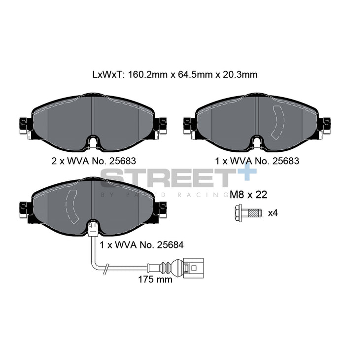 Pagid STREET+ Front Brake Pads Set for Volkswagen Golf MK7 & MK7.5 GTI