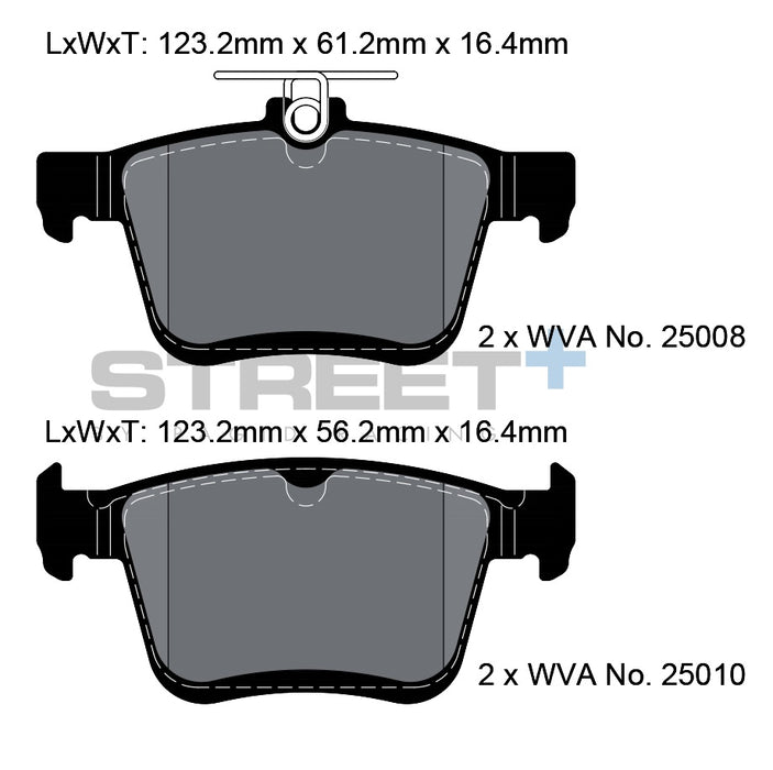 Pagid STREET+ Rear Brake Pads Set for Volkswagen Golf MK7 & MK7.5 GTI